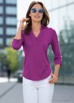 Shirt-Tunika mit Polokragen