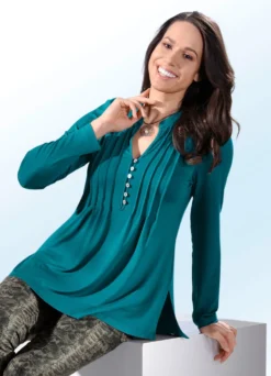 Shirt-Tunika mit Schmuckknopfleiste