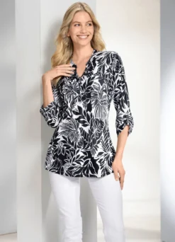 Shirt-Tunika mit Stehkragen
