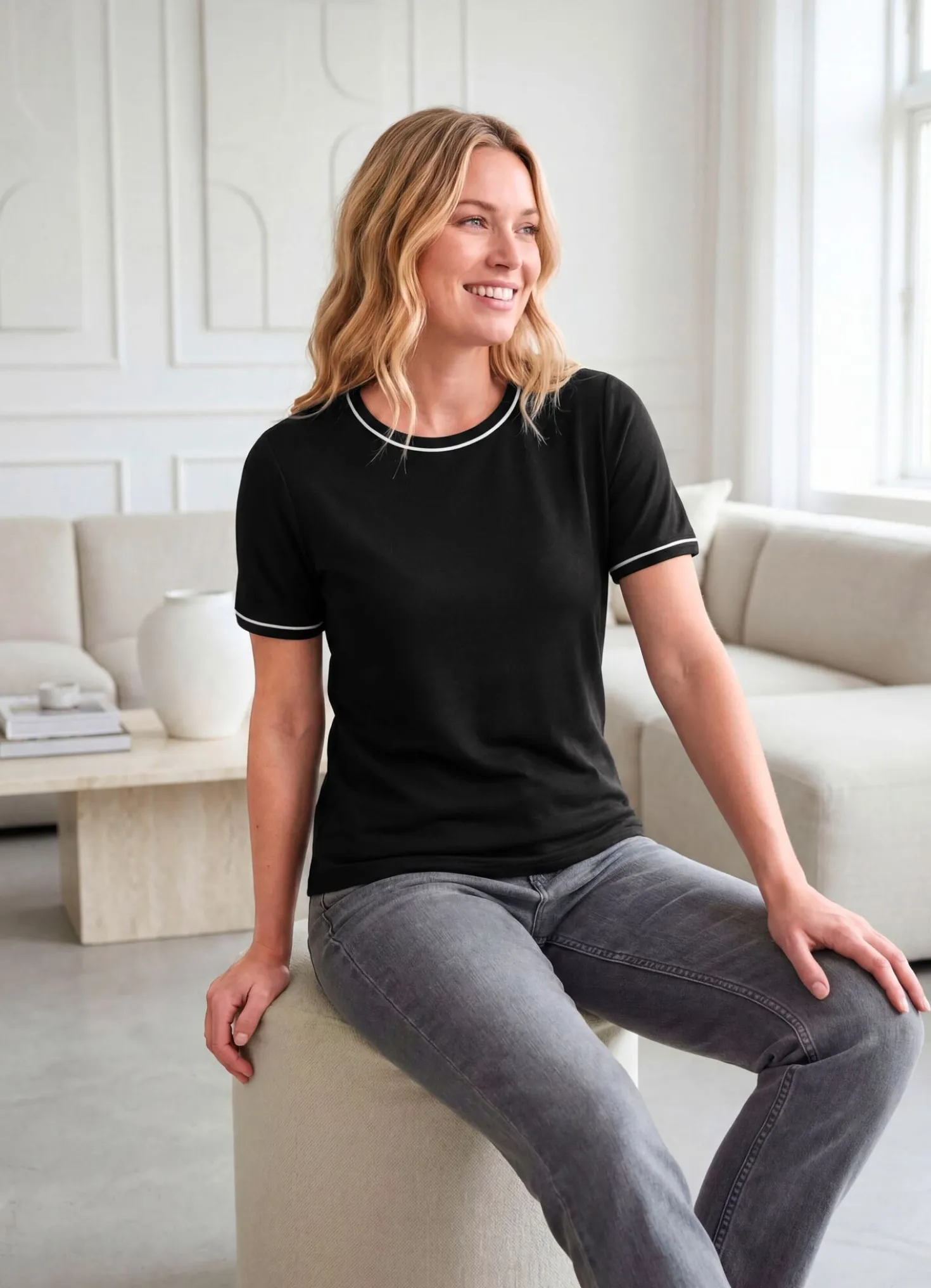 Shirt-Tunika mit Zierpaspel