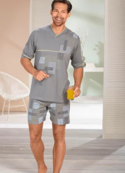 Shorty mit V-Ausschnitt und Druckmotiv