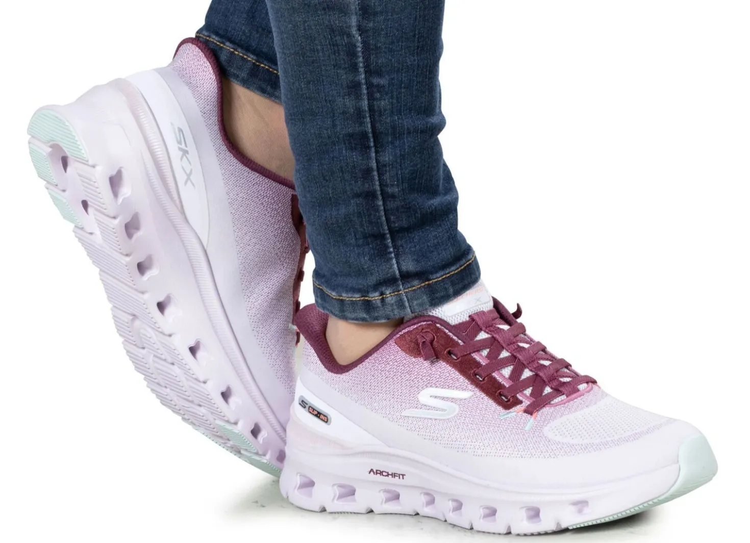 SKECHERS, trendige Damen-Sneaker, mit geformter Slip-Ins Fersenplatte