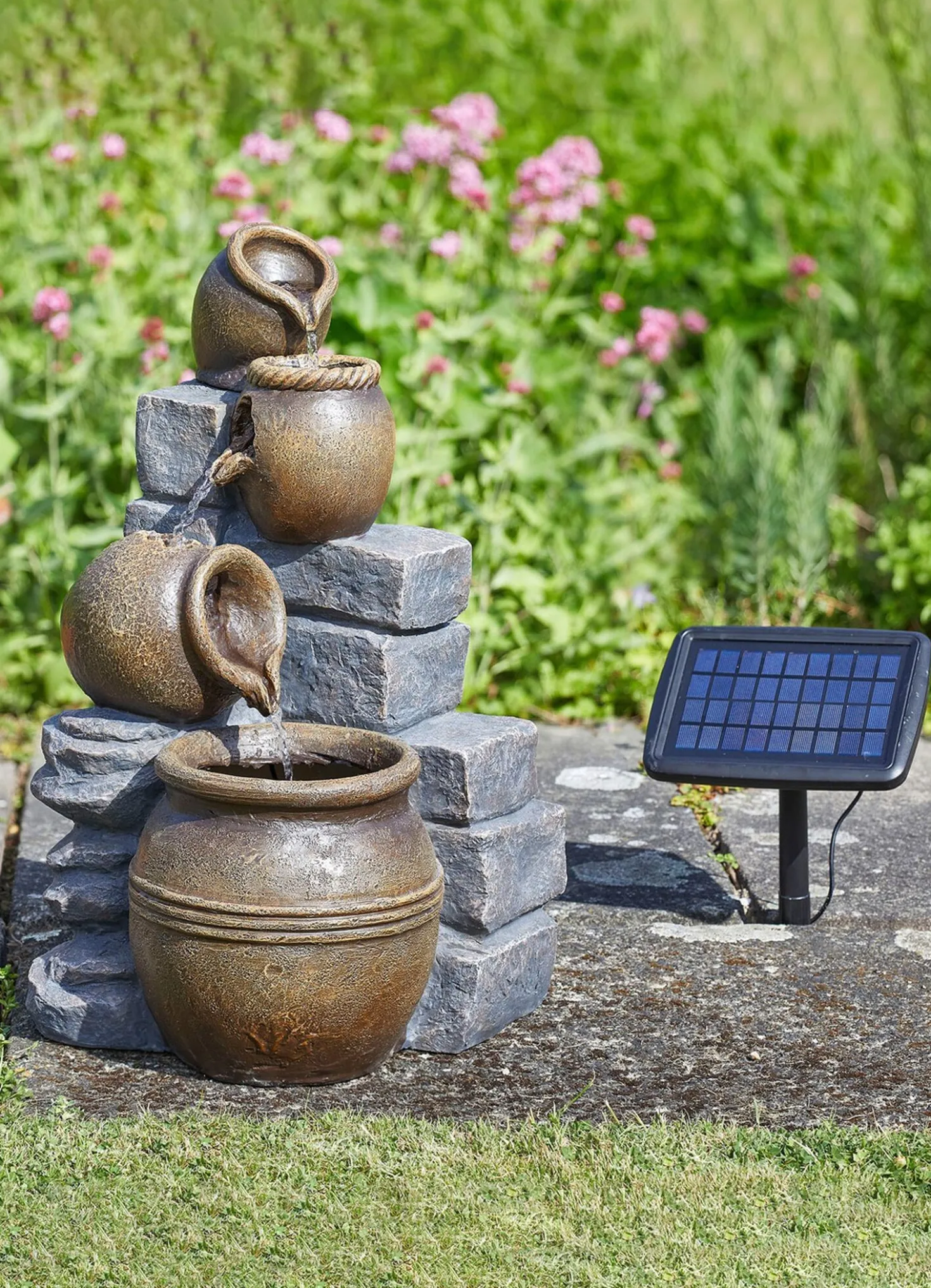 Solarbrunnen Töpfe mit Hybrid-Power (Solar + Akku)