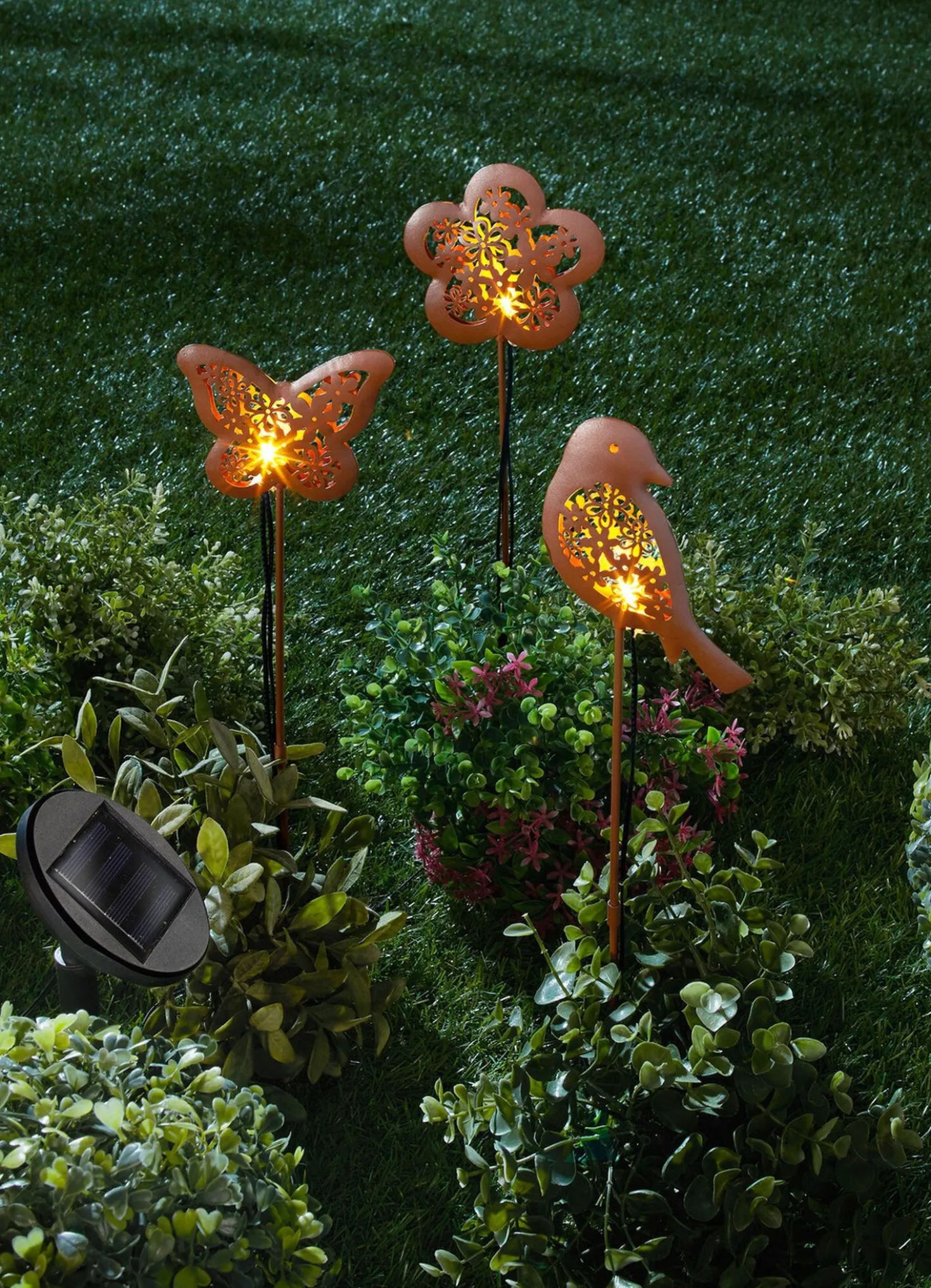 Solar-Gartenstecker aus Metall, 3er-Set