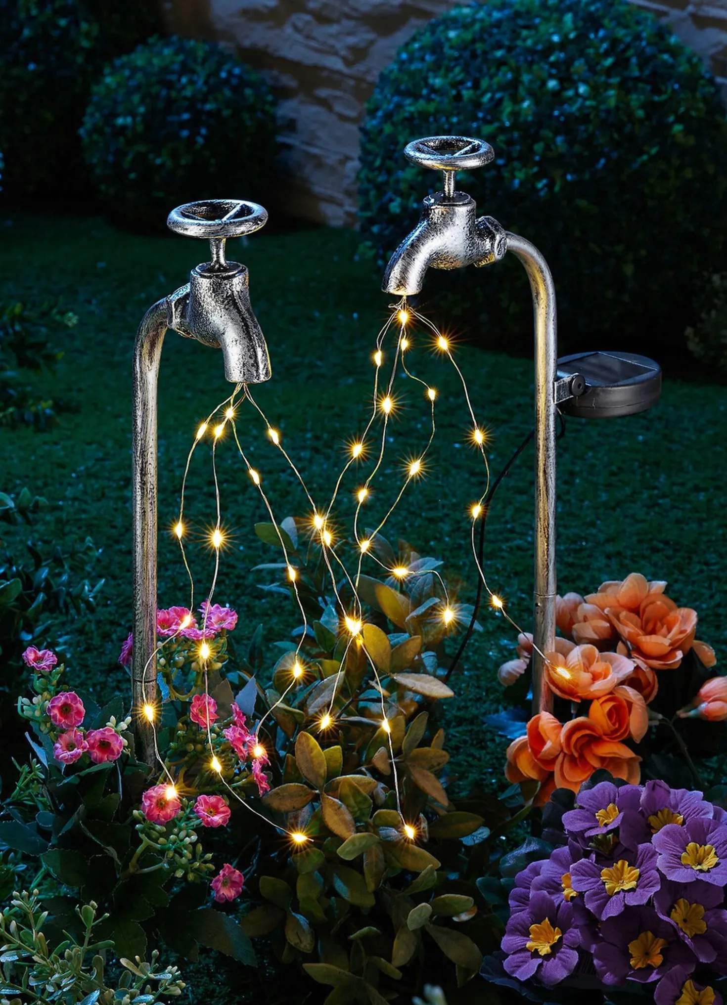 Solar-Wasserhahn, 2er-Set, aus solidem Eisen