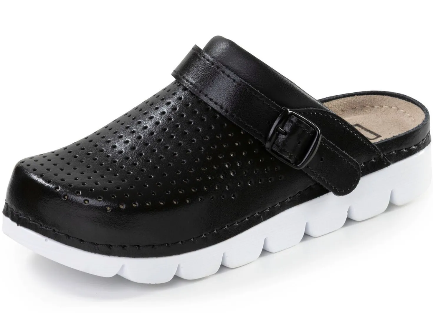 Sommerliche Damen-Clogs, aus Leder