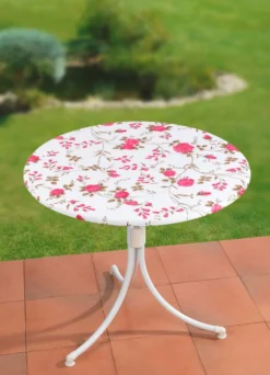 Spann-Tischdecke mit Rosen-Dessin