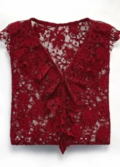 Spitzenshirt mit Volant-Besatz