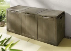Spritzwasserbeständige Aufbewahrungsboxen in Holzoptik