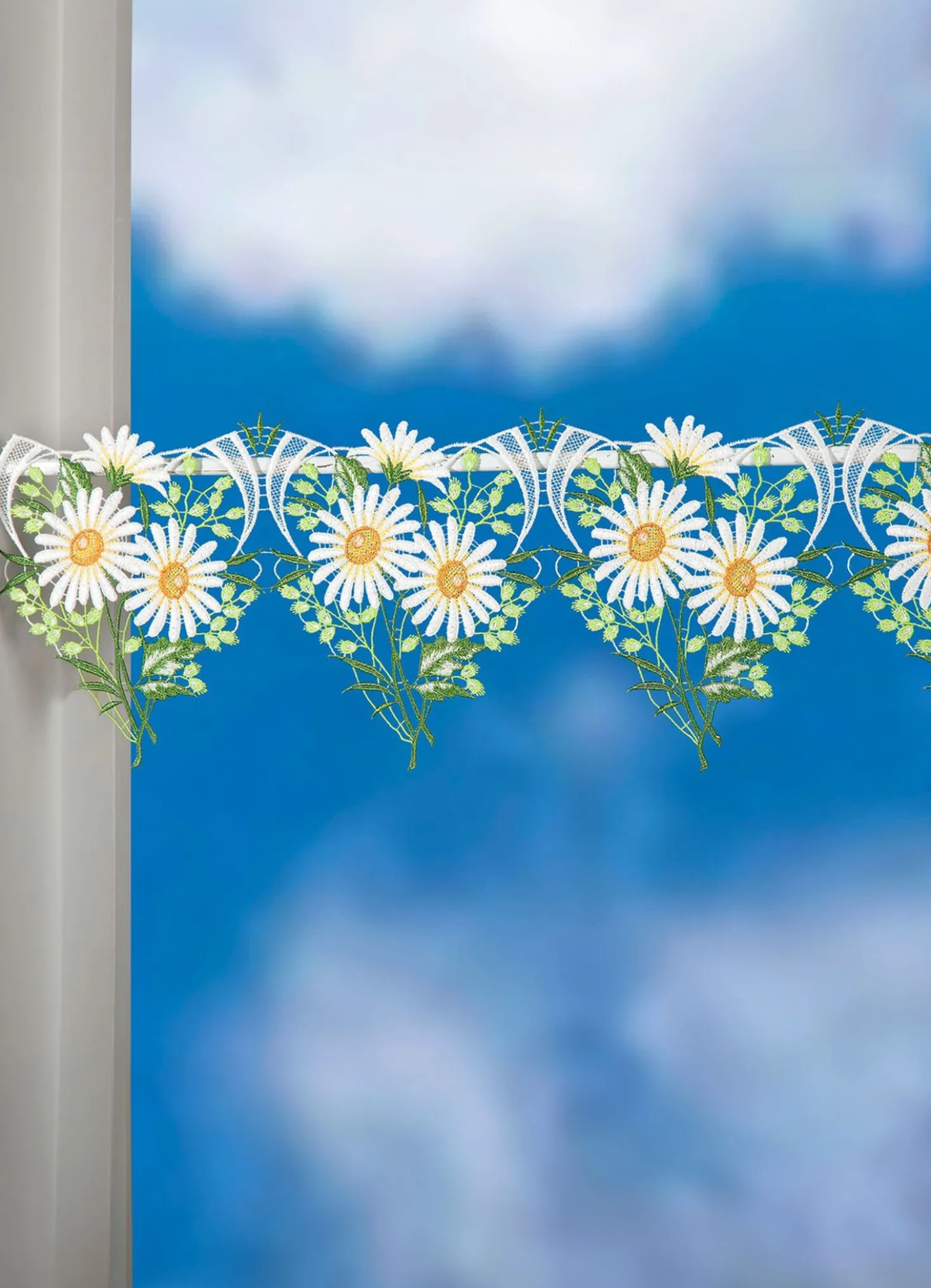 Stangendekoration aus echter Plauener Spitze