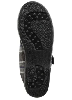 Stiefelette aus kariertem Textilmaterial