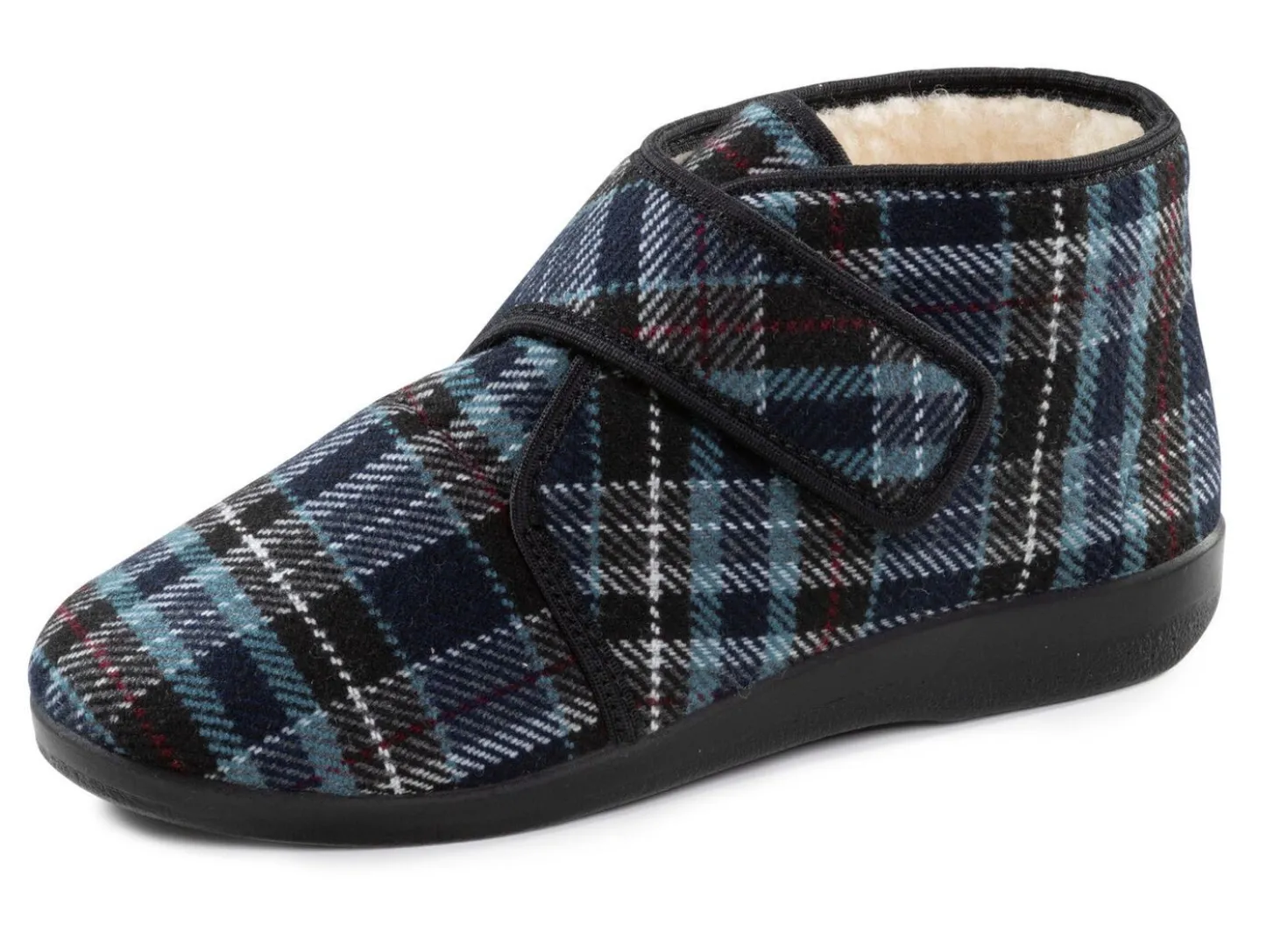 Stiefelette aus kariertem Textilmaterial