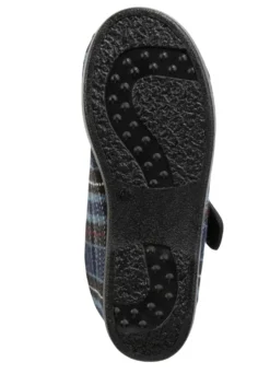 Stiefelette aus kariertem Textilmaterial