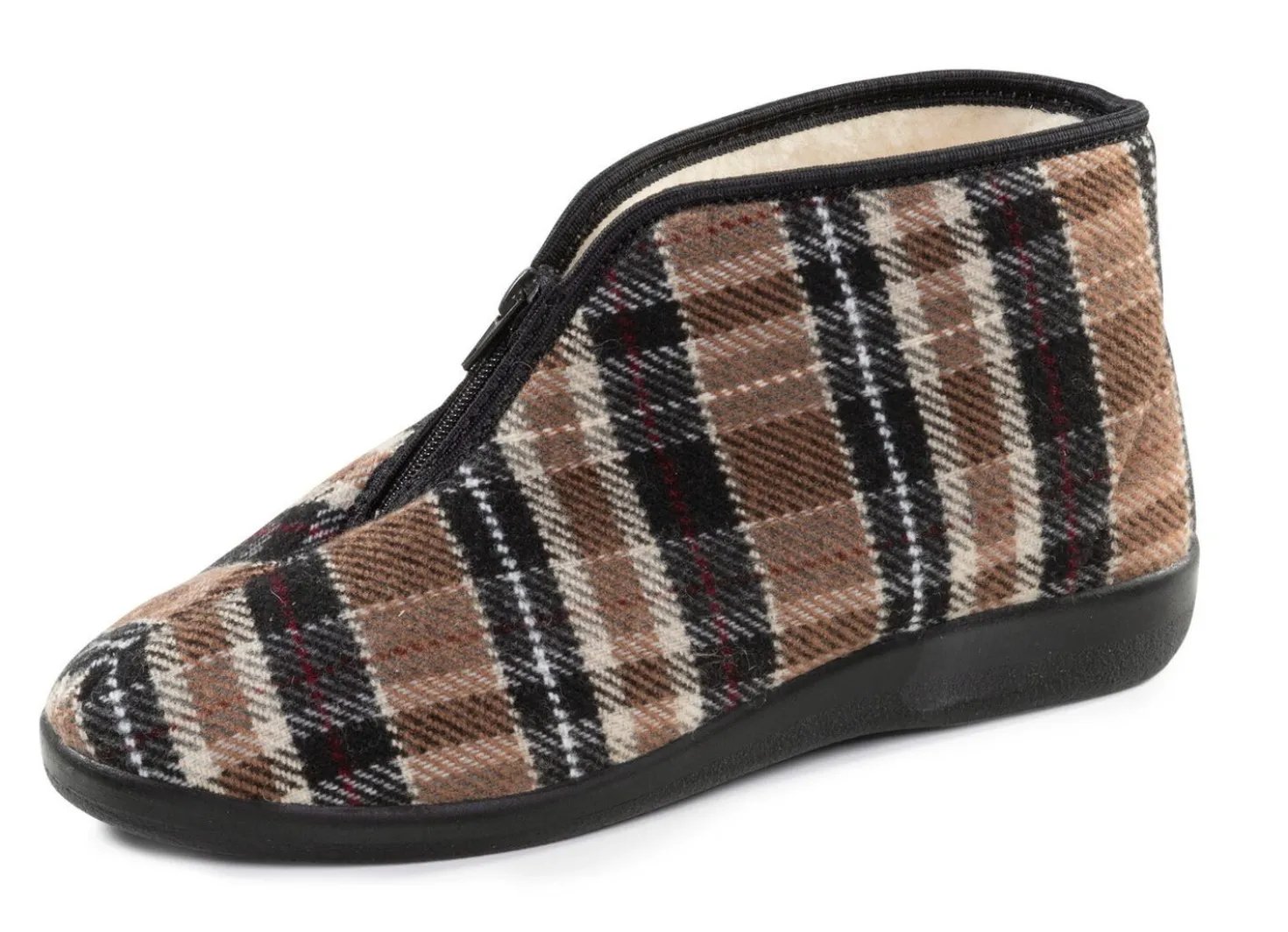Stiefelette aus kariertem Textilmaterial