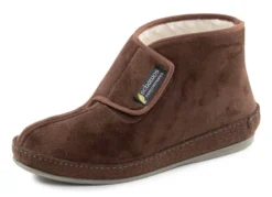 Stiefelette aus Veloursmaterial mit Klettverschluss