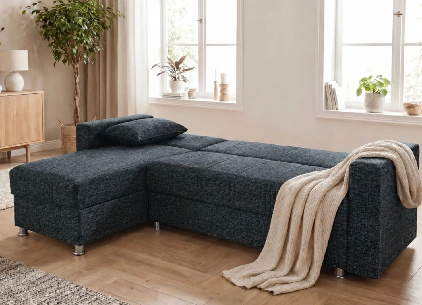 Stilsichere Polsterecke mit Bettfunktion
