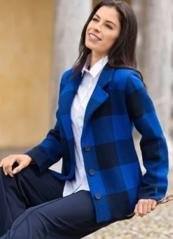 Strickblazer in grafischem Jacquardmuster