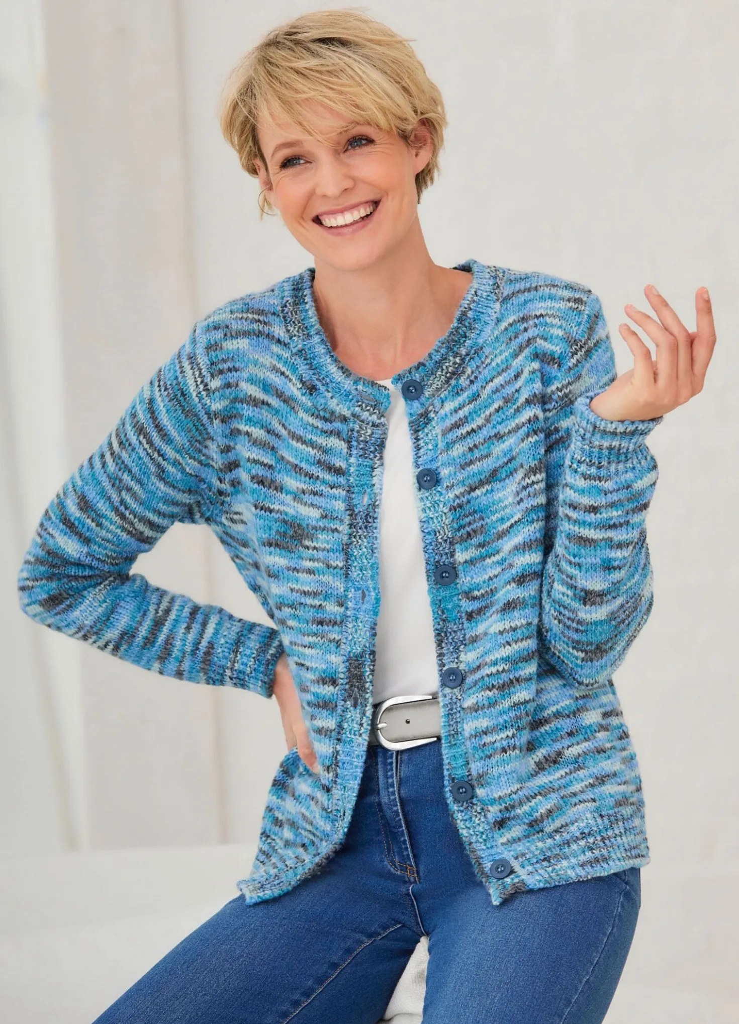 Strickjacke aus Melangegarn