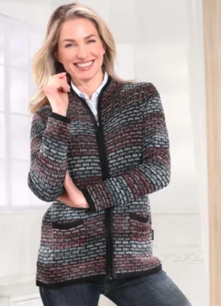 Strickjacke in aufwendiger Struktur mit Melange-Effekt
