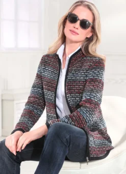 Strickjacke in aufwendiger Struktur mit Melange-Effekt