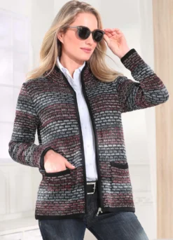 Strickjacke in aufwendiger Struktur mit Melange-Effekt