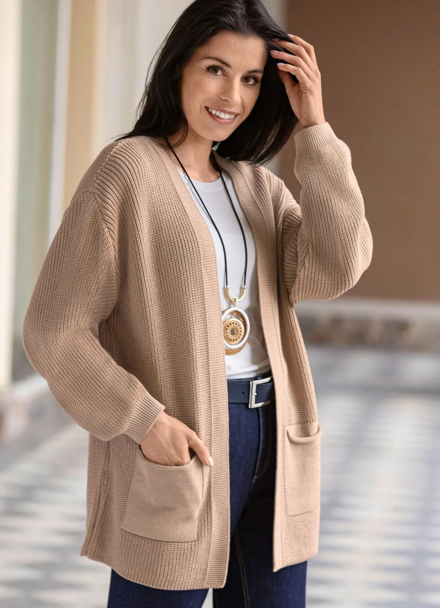 Strickjacke in Perlfang