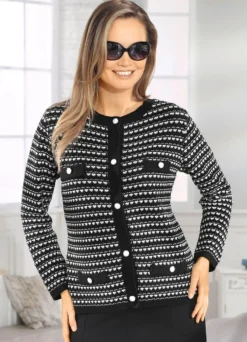 Strickjacke mit aufwendigem Strukturmix