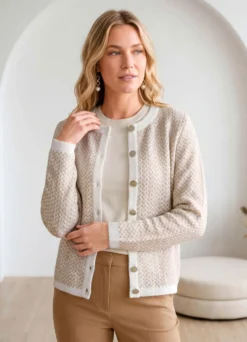 Strickjacke mit edlen Glitzerakzenten