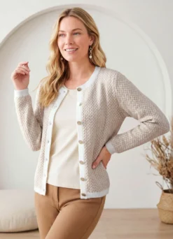 Strickjacke mit edlen Glitzerakzenten