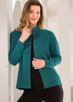 Strickjacke mit feinem Strukturmuster