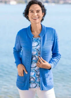 Strickjacke mit Strukturstreifen