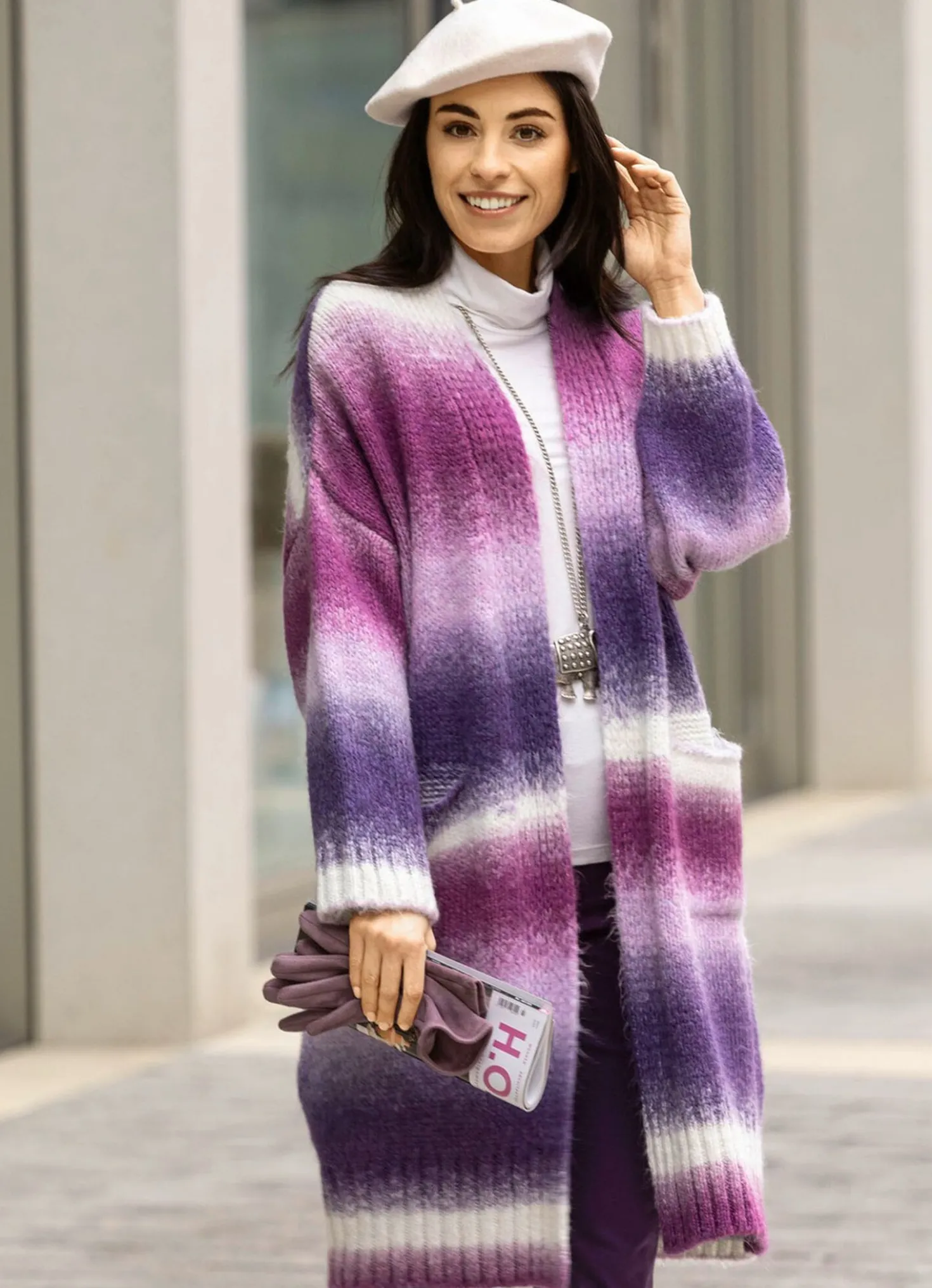 Strickmantel aus flauschigem Effektgarn