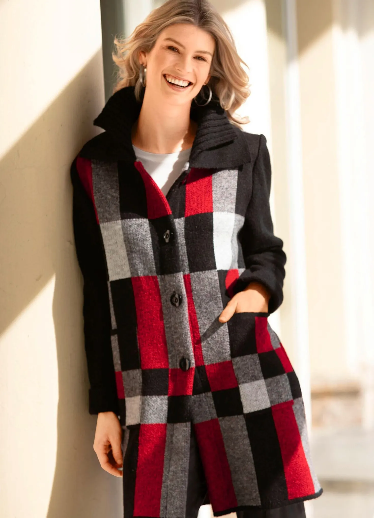 Strickmantel in Jacquard-Dessin