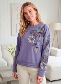 Sweatshirt mit tollem floralem Druck im Vorderteil und am Ärmel