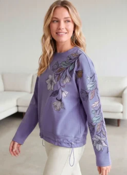 Sweatshirt mit tollem floralem Druck im Vorderteil und am Ärmel