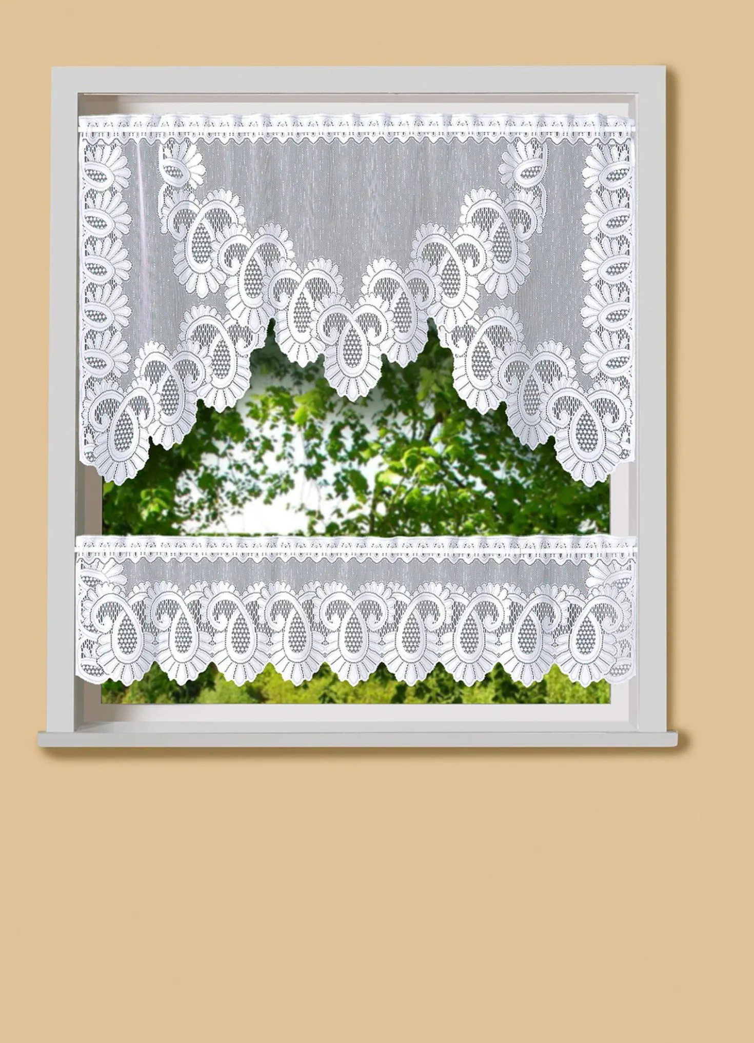 2-teiliges Fensterset mit Stangendurchzug