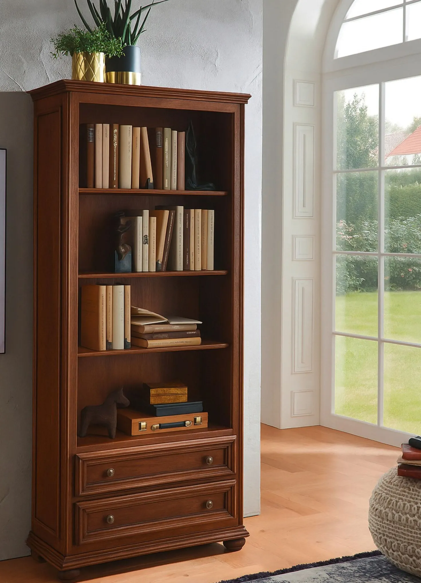 Teilmassiver Bücherschrank im Used-Look