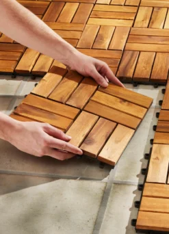 Terrassenplatten aus geölter Akazie, 11er-Set