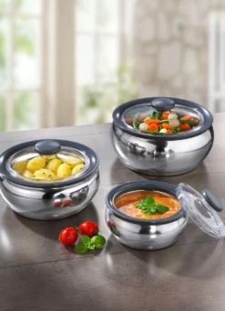 Thermoschüssel-Set, 3-teilig, zum Warm- oder Kühlhalten