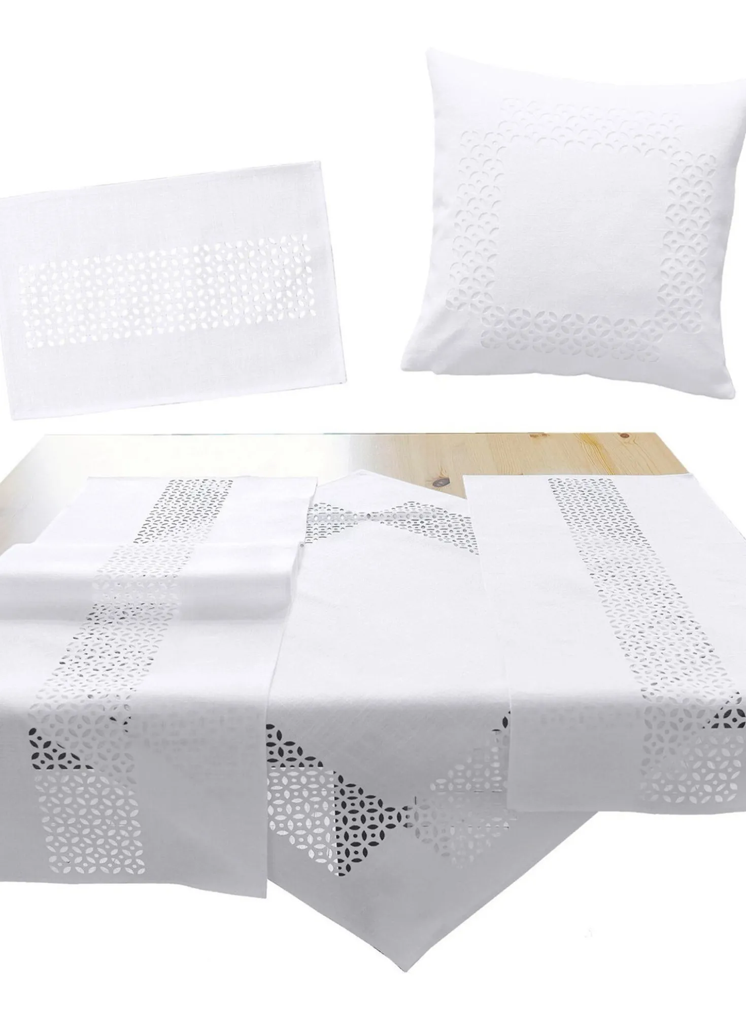 Tischdecke mit dekorativer Lochstanzung