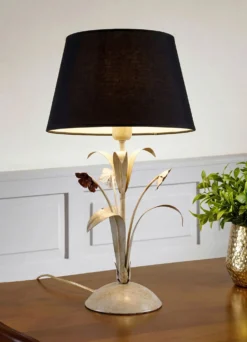 Tischleuchte mit handgefertigten Blatt- und Blumenverzierungen, 1-flammig