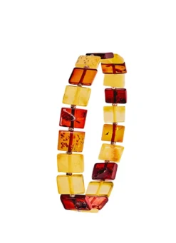 Tolles Armband mit echten bunten Bernstein-Quadraten