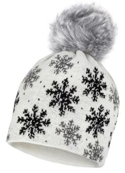 Trendige Damen-Mütze, mit Schneeflocken-Dessin