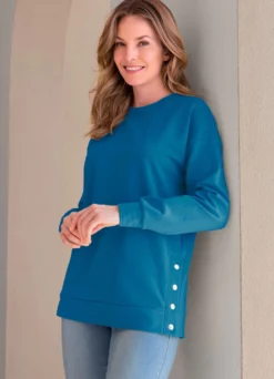 trendiges Sweatshirt mit seitlicher Druckknopfleiste