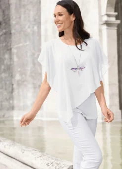 Unifarbene Poncho-Tunika
