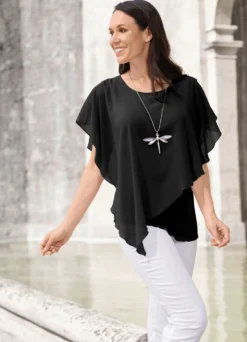 Unifarbene Poncho-Tunika