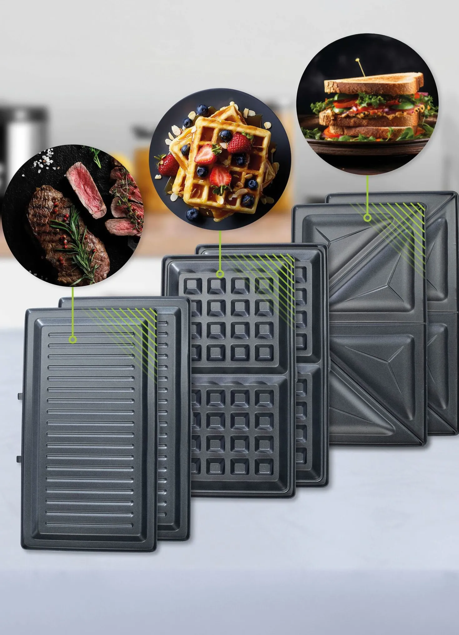 Variogrill 3-in-1: Waffeleisen, Sandwichmaker und Kontaktgrill