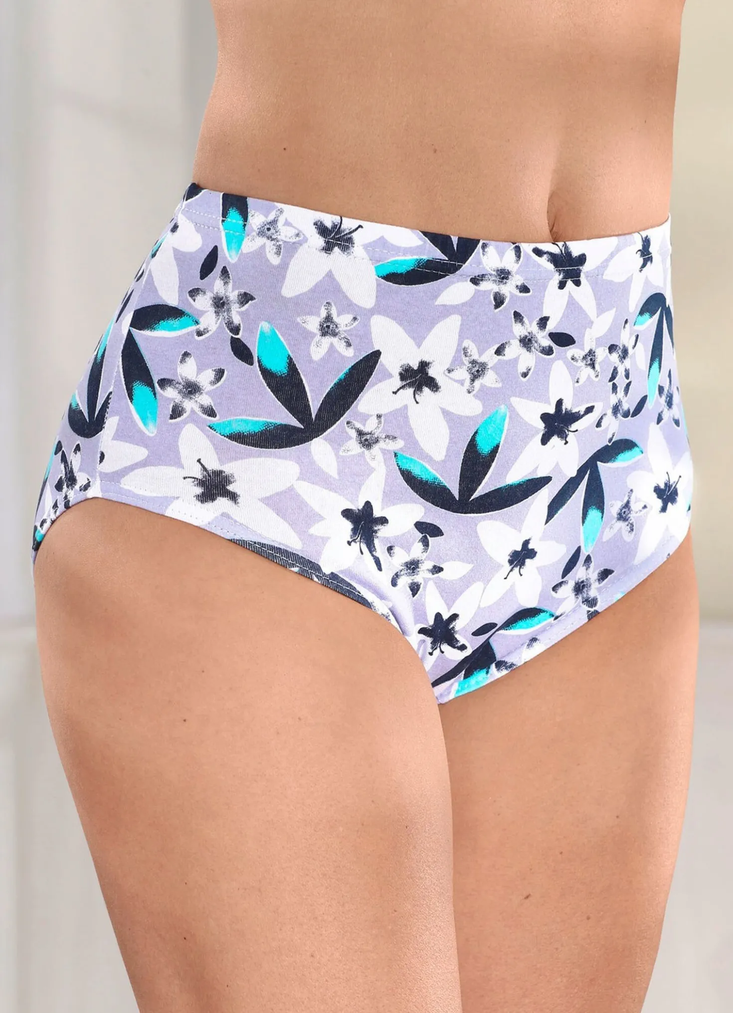 Viererpack Slips mit Floraldruck