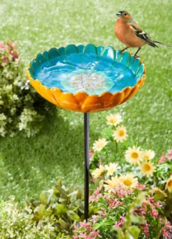 Vogeltränke Blüte aus glasierter Keramik
