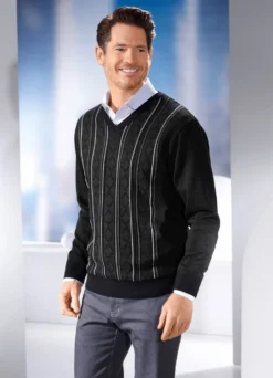 V-Pullover mit Strukturdessin